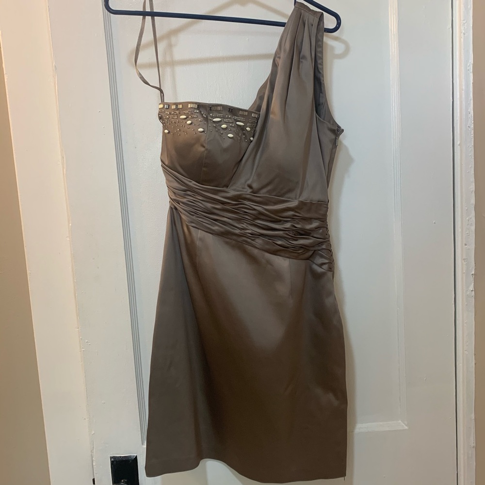 Nine West shoulder dress beaded brown 6